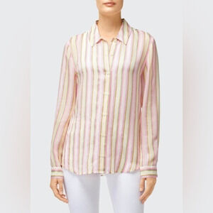 J Brand Elena Striped Long-Sleeve Button-Back Shirt Size‎ XS.
